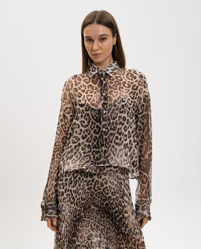 Ermanno Scervino Beige silk blouse with animal print D482K385CSYEO