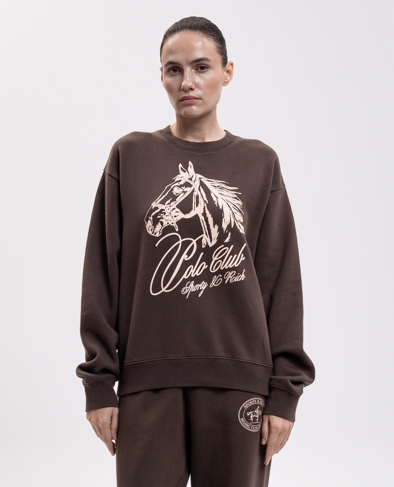 Brown sweatshirt with print Sporty & Rich 3