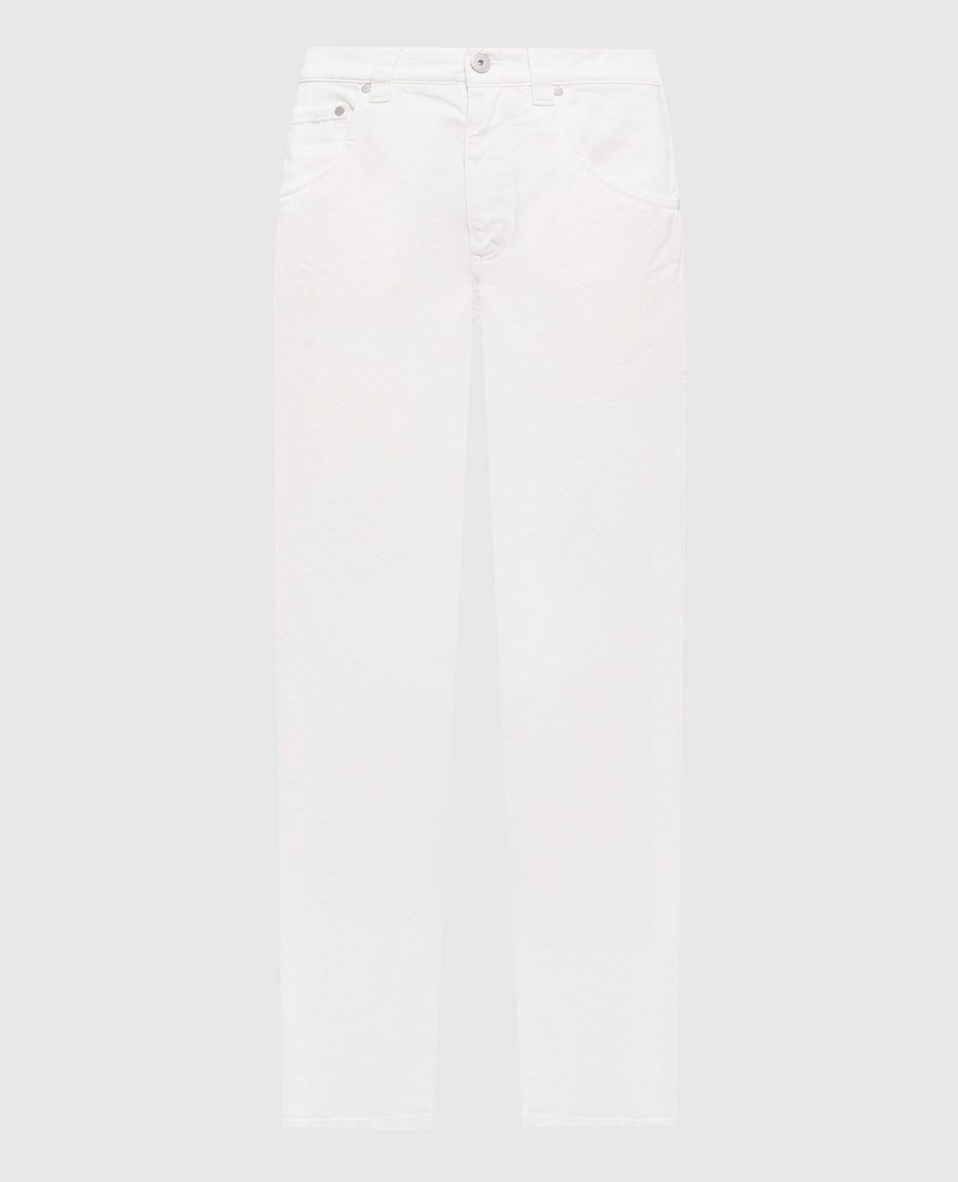 White jeans with logo patch
