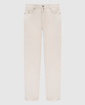 MooRER Beige MILTON jeans with linen MILTON25ECRU