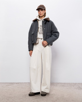 Brunello Cucinelli Gray wool and cashmere down jacket MB1623800