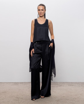 Peserico Navy blue top with monil chain E0844106638