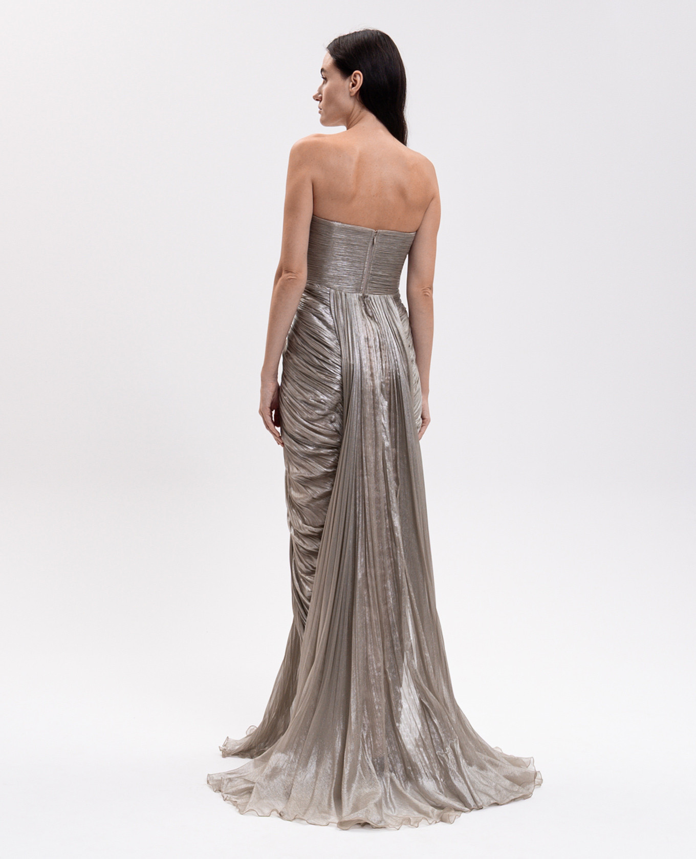 Iolanda beige bustier dress with drapery Iris Serban 3