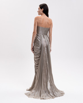 Iris Serban Iolanda beige bustier dress with drapery GRECIANDRESS