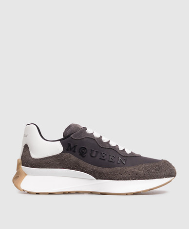 Grey combination sneakers with textured logo