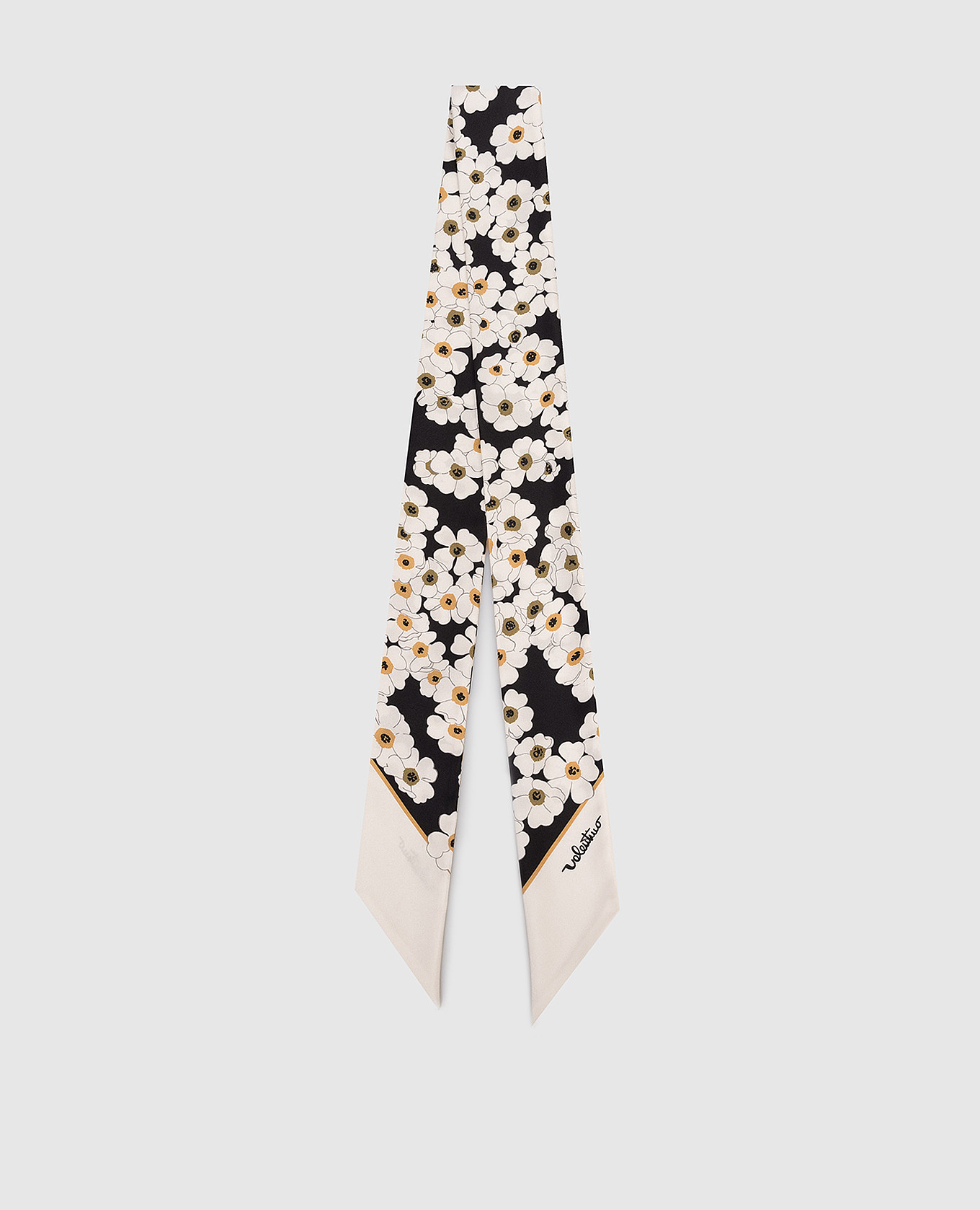 

Floral print silk twill ribbon Valentino, Black