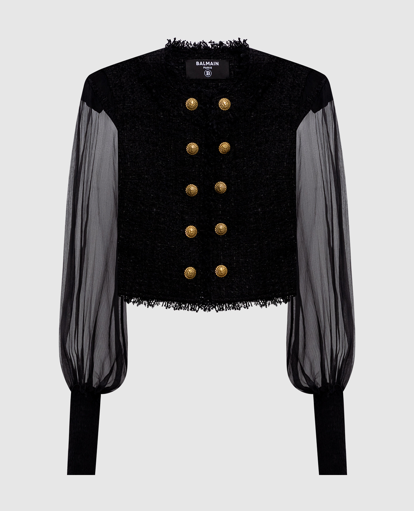 Black cropped tweed jacket Balmain