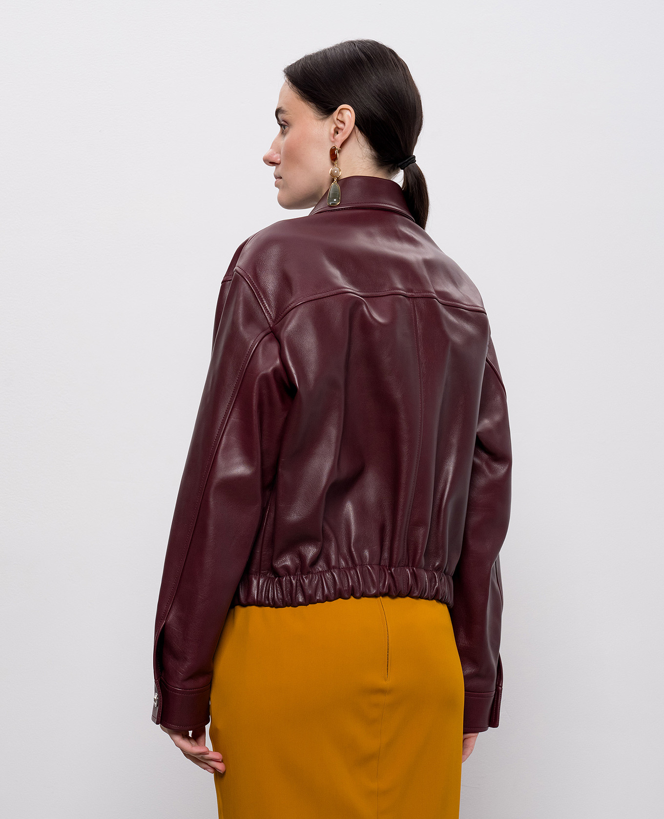 

Burgundy leather jacket Versace