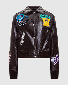 Off-White Burgundy glossy jacket with logo 2EK00MF25FAB001