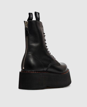 R13 Black Leather Double Stack Boots R13WS026S001A
