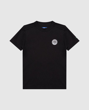 Stefano Ricci Children's black T-shirt with logo patch YNH6101490803