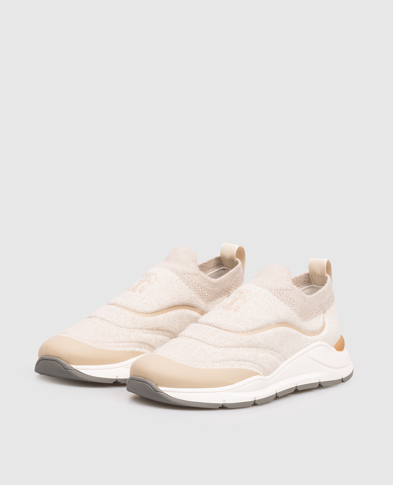 

Children's beige sneakers with logo print Brunello Cucinelli