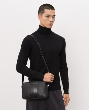 Serapian Black leather bag with logo SRSTSMML739424ACG2