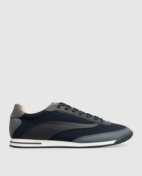 Brunello Cucinelli Blue logo-embossed combination sneakers MZUGNIA357