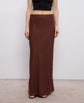 Brunello Cucinelli Brown linen maxi skirt MH126G3396