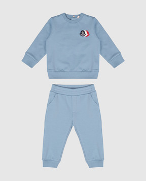 Moncler ENFANT Children's blue insulated suit with logo patch L29518M0000789AM3