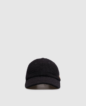 Saint Laurent Black tweed cap CASSANDRE A003SA3YU38