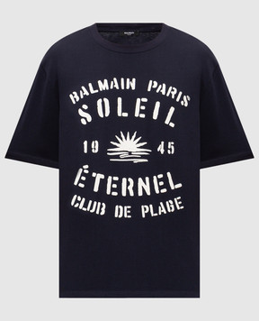 Balmain Blue T-shirt with print GH0EG000GF57