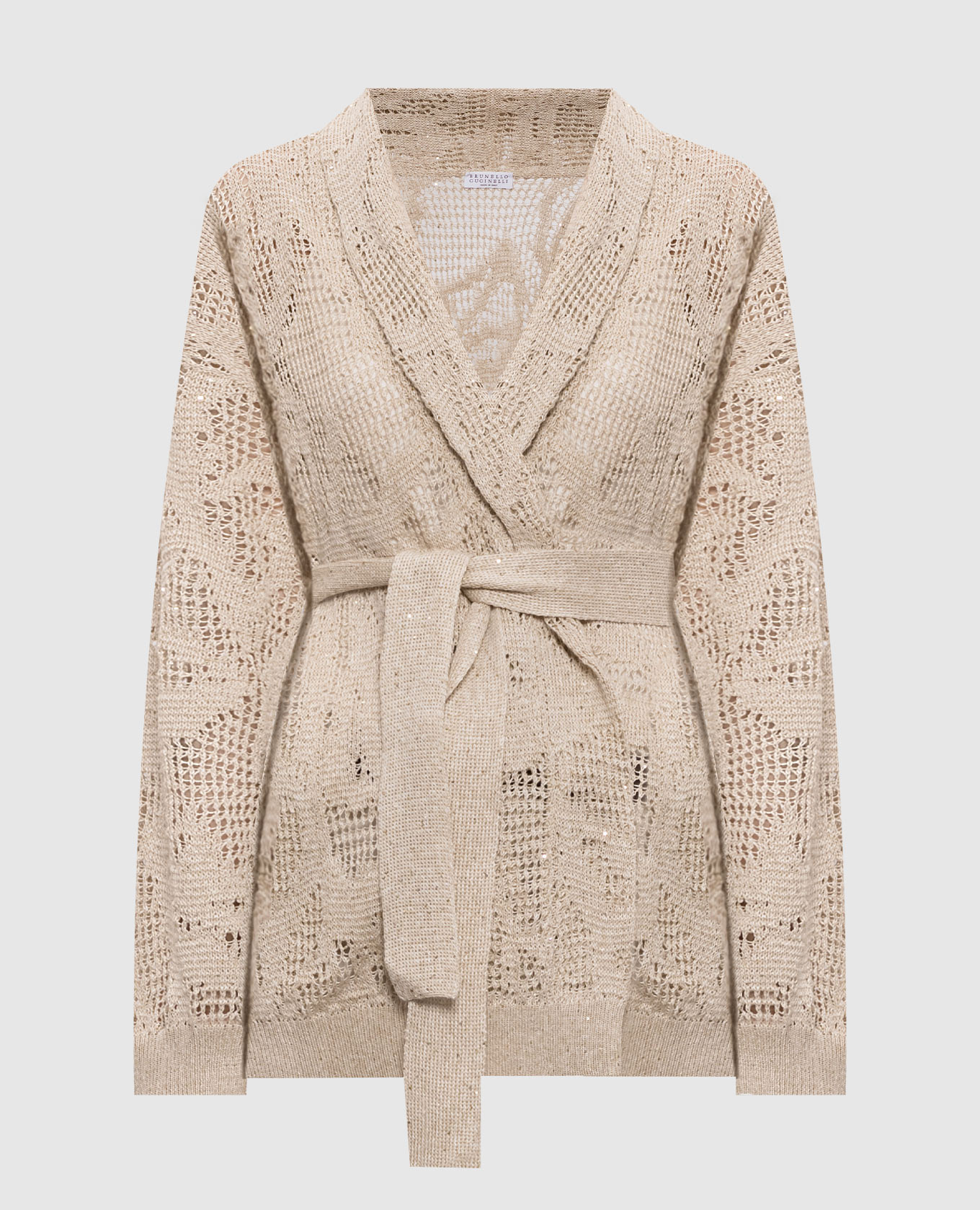 

Beige openwork linen cardigan with a smell Brunello Cucinelli