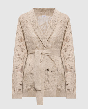 Brunello Cucinelli Beige openwork linen cardigan with a smell MDT771006