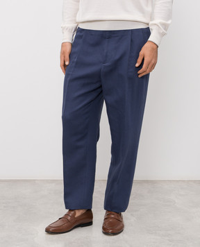 Brunello Cucinelli Blue linen pants MH255S2440