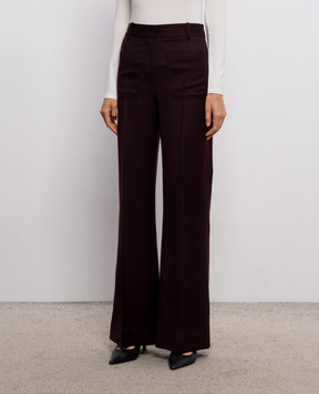 Victoria Beckham Alina burgundy wool flared pants 1226WTR005115S