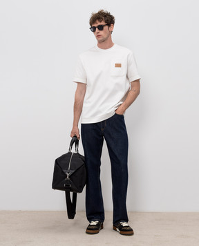 Fendi Ivory T-shirt with logo patch FY0936B05I