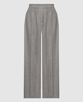 Brunello Cucinelli Gray striped wool pants MG576P9354