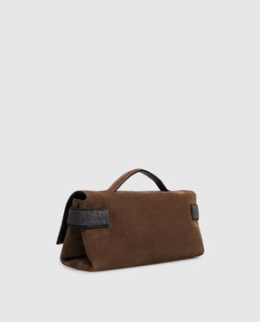 Brunello Cucinelli Essence brown suede clutch MBDLB2815