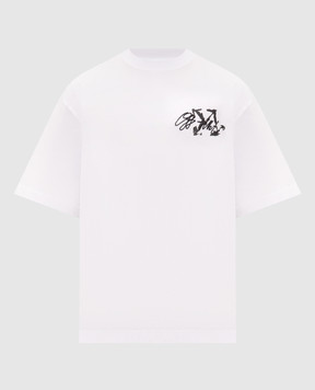 Off-White White Stroke T-shirt with embroidered logo 44MAA120F26J00J