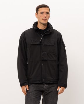C.P. Company Metropolis Black jacket with logo print LOW002A110739A