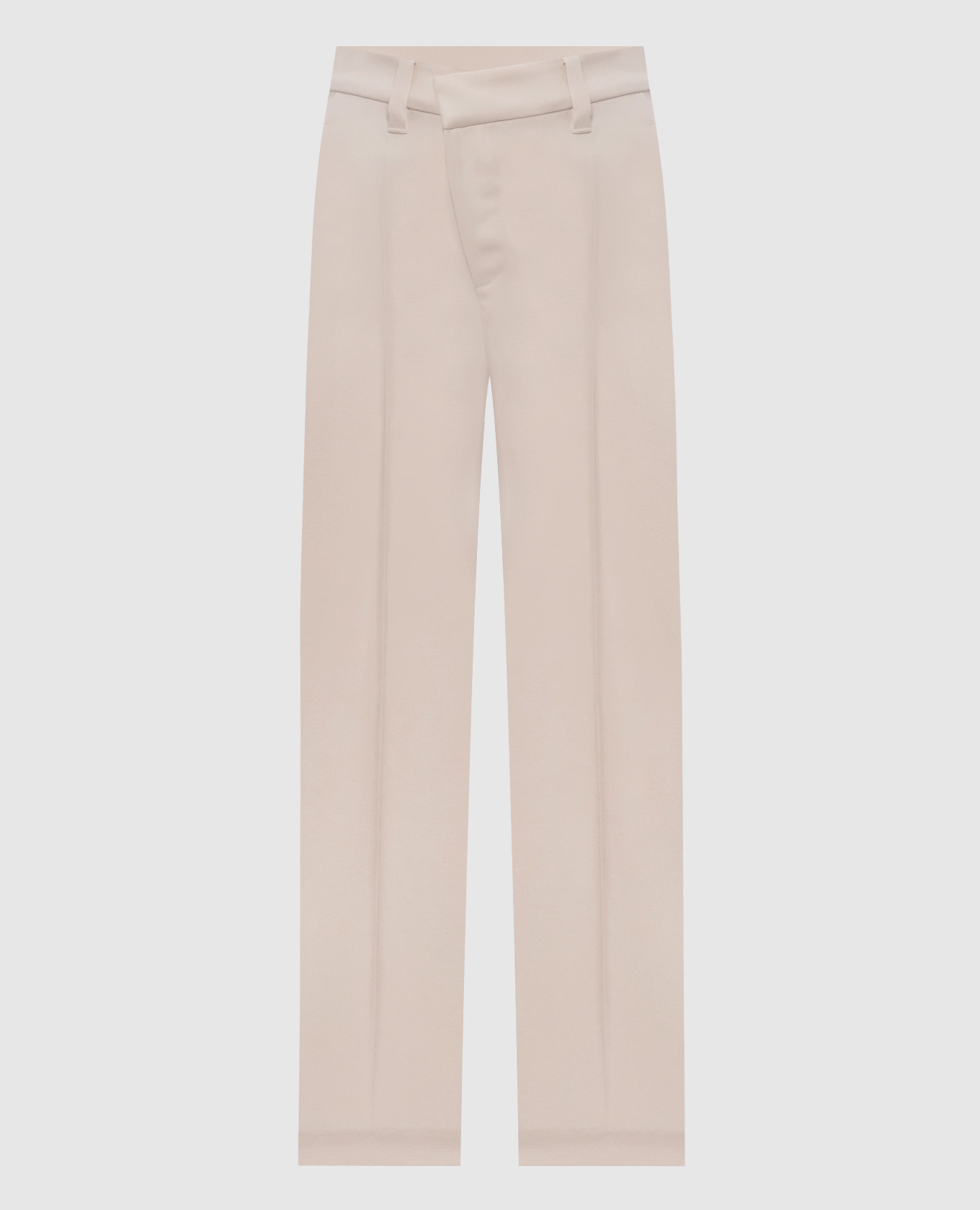 Ivory wool trousers with monil chain