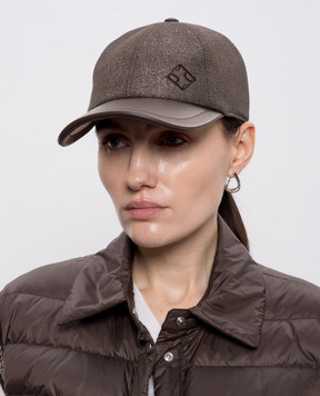 Peserico Brown combination cap with monogram A36218C0RCC778