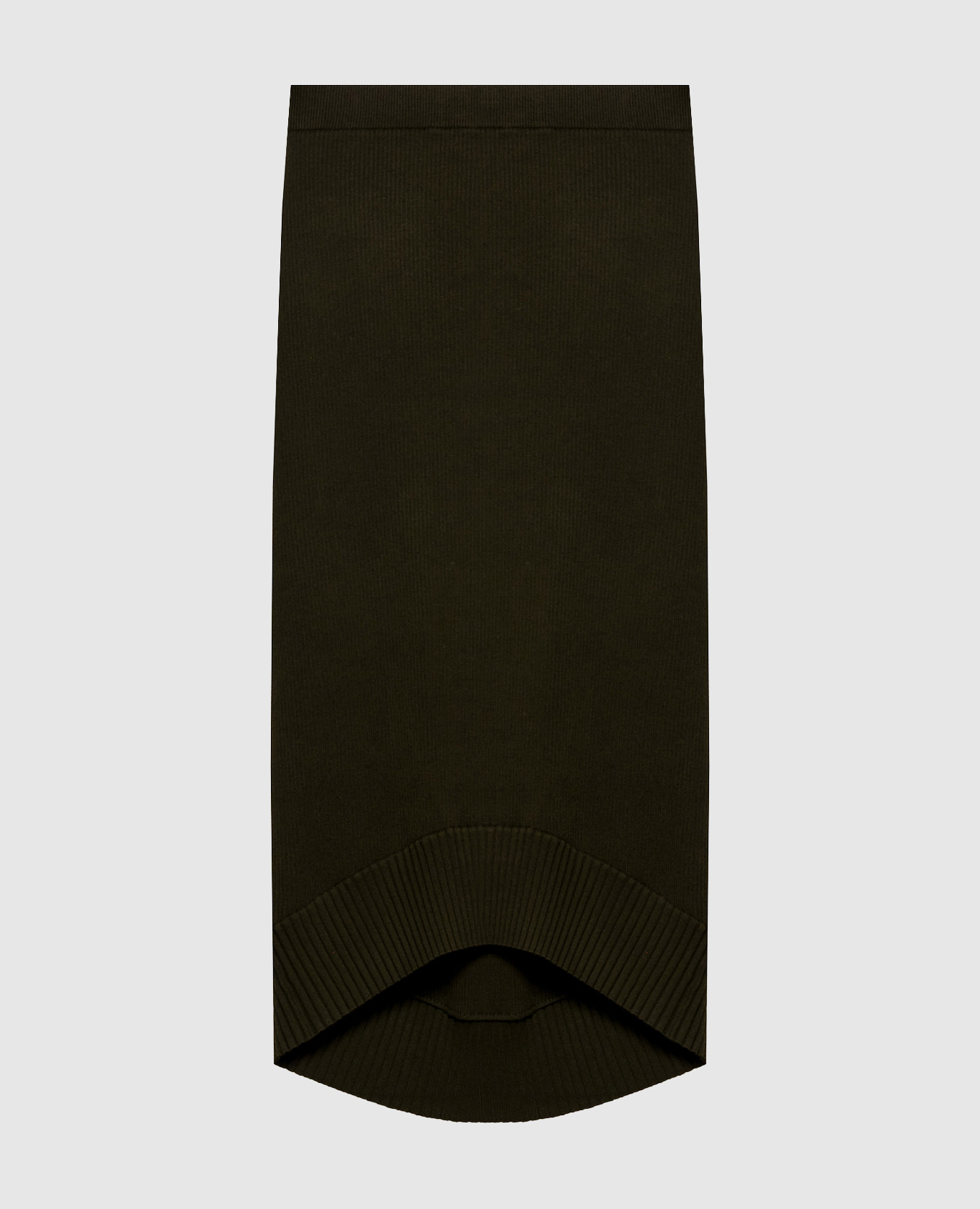 Green ribbed merino wool skirt