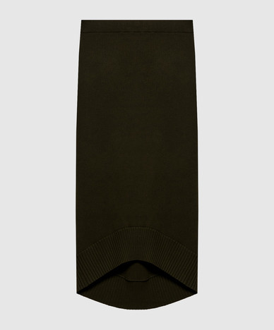 Green ribbed merino wool skirt