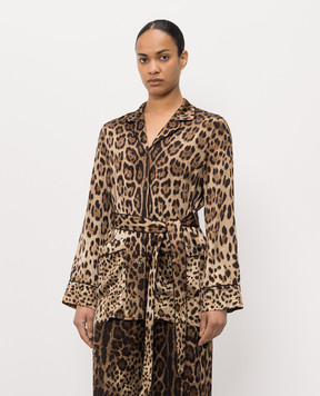 Dolce&Gabbana Leopard print silk blouse in pajama style F5I89TFSAXY