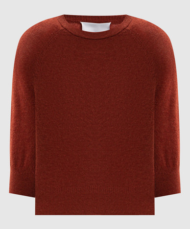 Terracotta wool jumper with short sleeves