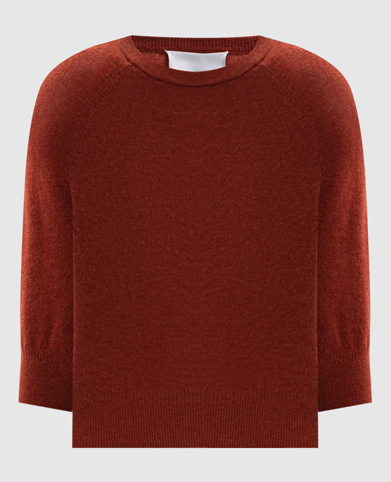 Terracotta wool jumper with short sleeves