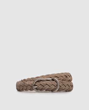 Brunello Cucinelli Brown suede braided belt MAURP333