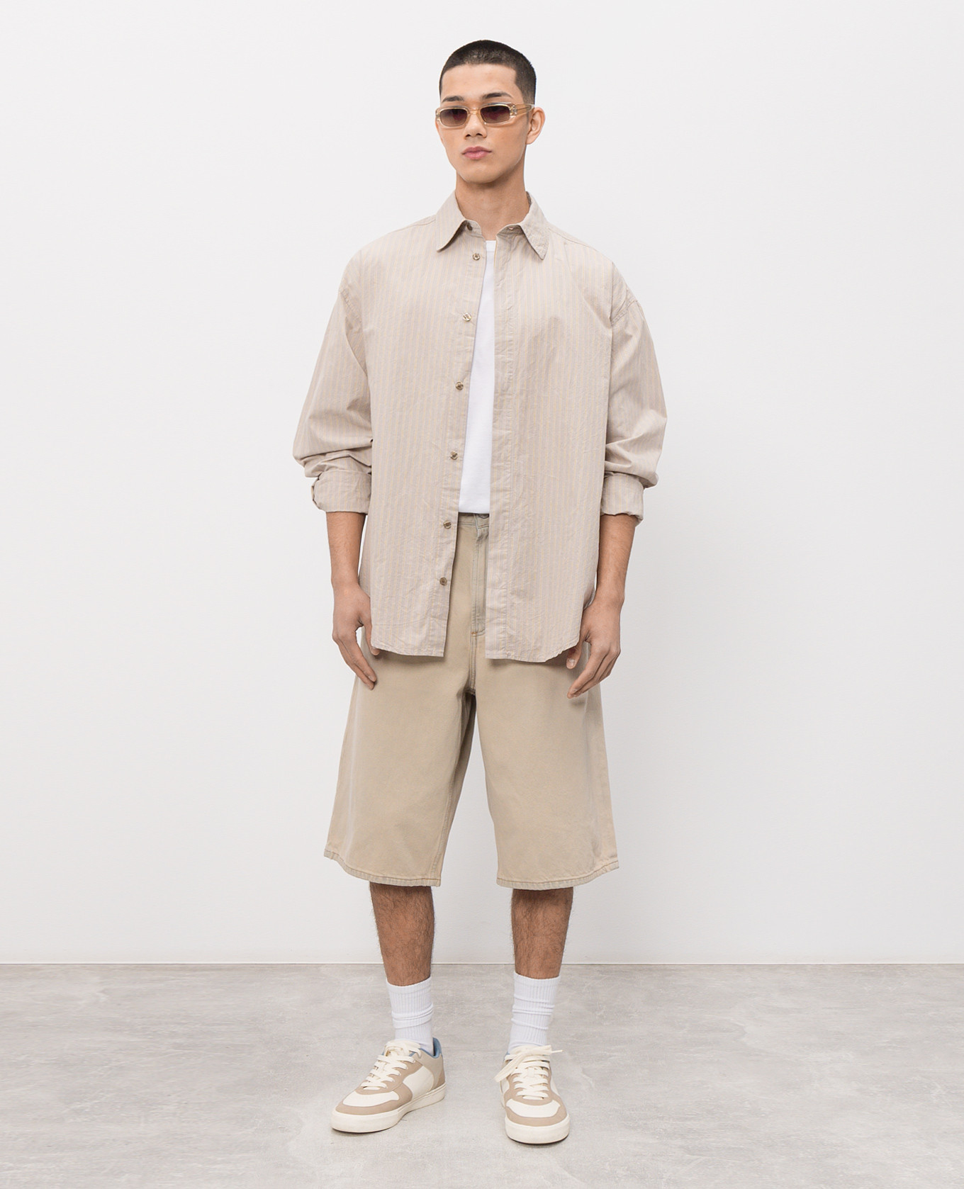 

Beige denim Bermuda shorts Fusion Skater AGOLDE