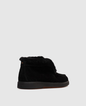 Santoni Black suede deserts with fur WUYA58457NERAPFR