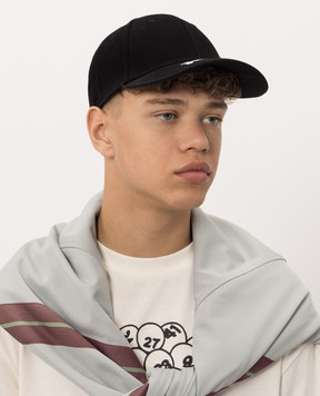 Palm Angels Black cap with contrasting logo embroidery PAMLB001FB002