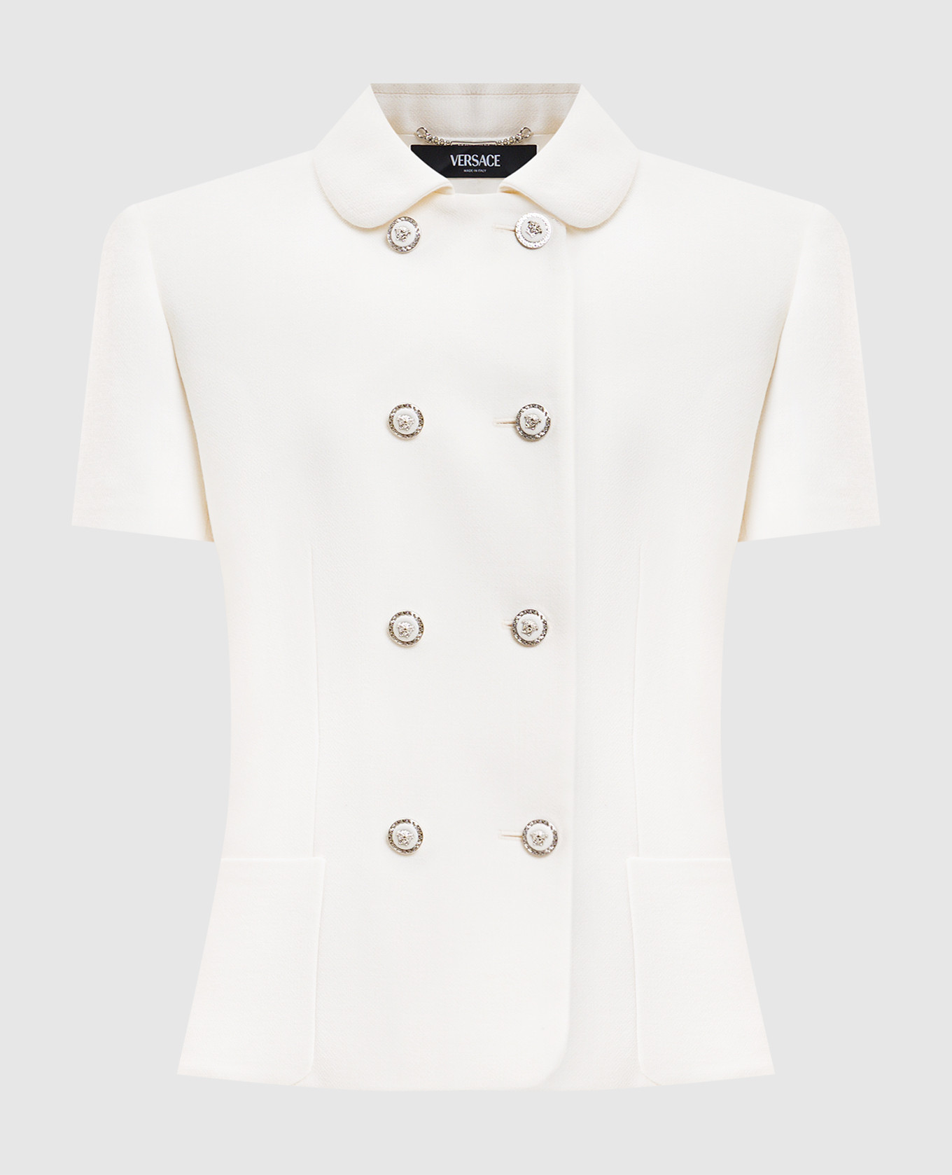 

White double-breasted wool jacket Versace