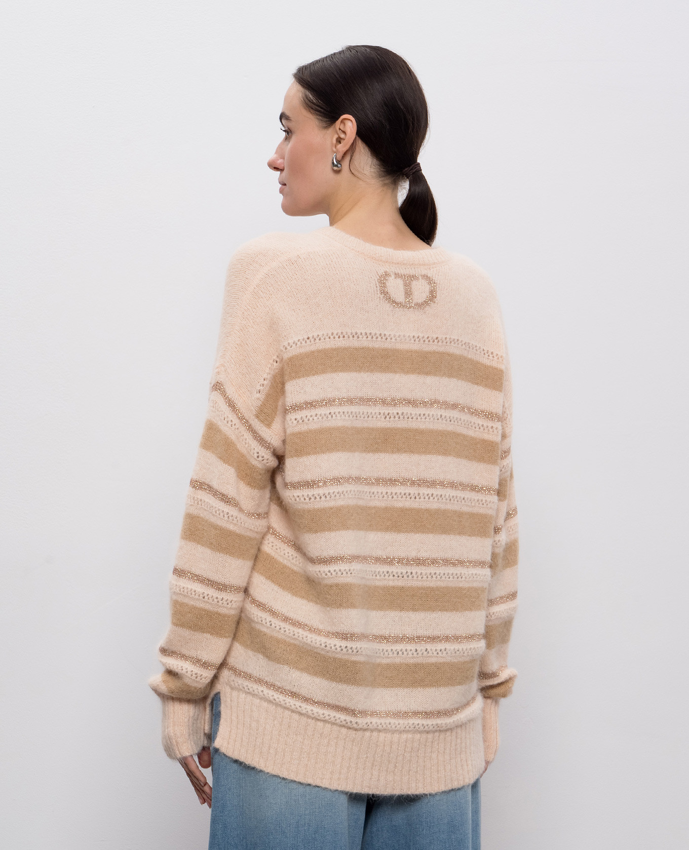 

Beige striped alpaca pullover Twinset