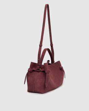YUZEFI Gyoza logo burgundy suede bag GYOZA