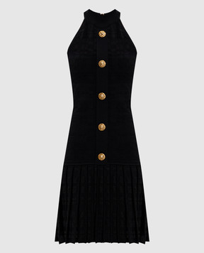 Balmain Black mini dress with pleating GF1R3375KJ36