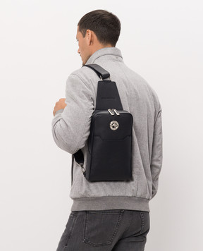 Stefano Ricci Navy blue leather sling bag with emblem ND219GPVD