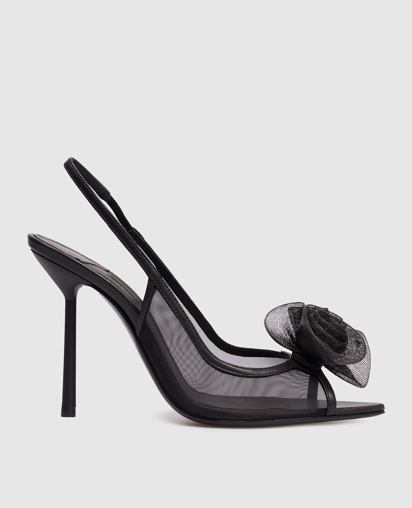 Black Rose slingbacks with flower applique