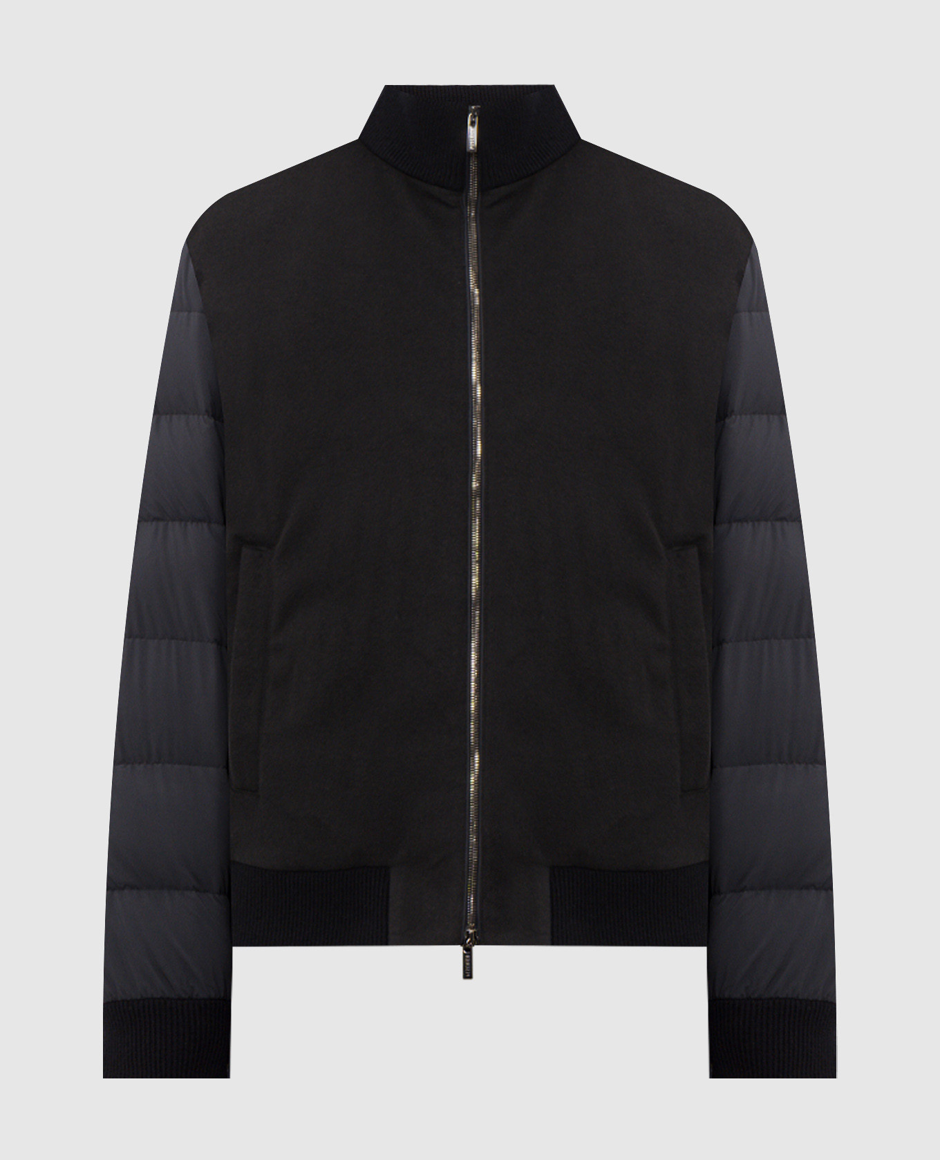 Blue down jacket with logo patch