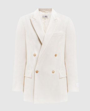 Maison Margiela MM6 White double-breasted jacket with wool S52BN0144M35436